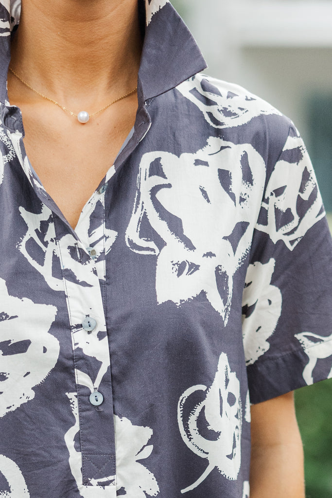 Back To You Charcoal Gray Floral Dress – Shop the Mint