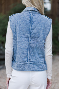 On The Lookout Denim Blue Quilted Vest