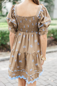 The Perfect Day Coffee Brown Bow Print Dress