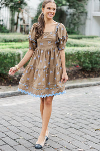 The Perfect Day Coffee Brown Bow Print Dress Shop the Mint The Perfect Day Coffee Brown Bow Print Dress Shop the Mint