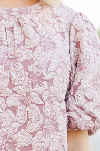 It's Your Night Mauve Floral Brocade Dress