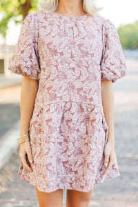 It's Your Night Mauve Floral Brocade Dress