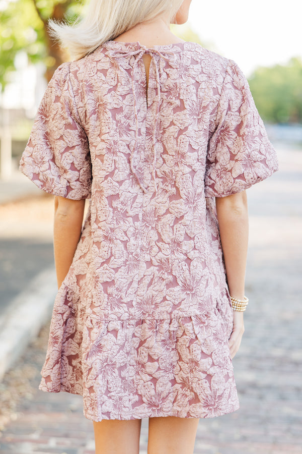 It's Your Night Mauve Floral Brocade Dress