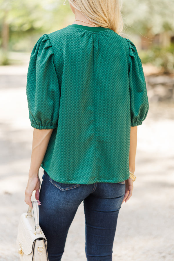 Keep It Up Emerald Green Ruffled Blouse