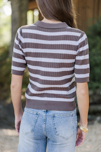 Easy Aspirations Lavender Striped Sweater