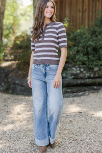 Easy Aspirations Lavender Striped Sweater