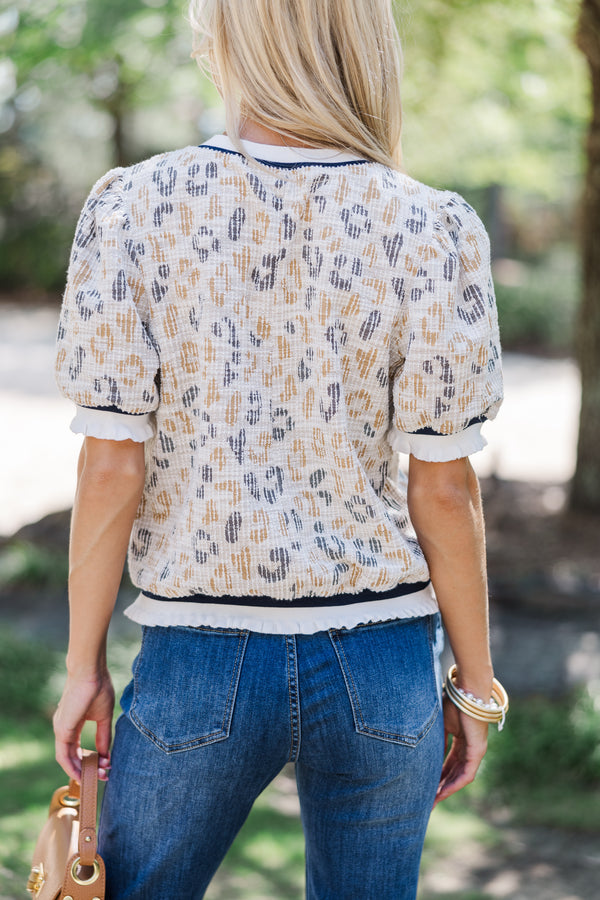 Today's The Day Taupe Leopard Top