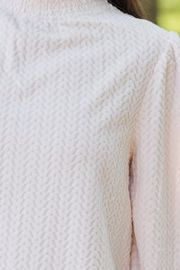 Make It Clear Ivory Textured Knit Blouse