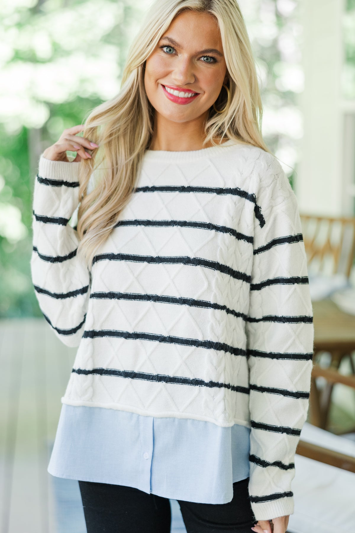 Open Your Eyes Ivory Striped Sweater – Shop the Mint