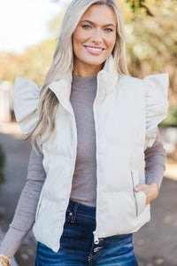 Happy To Be Here Cream White Puffer Vest