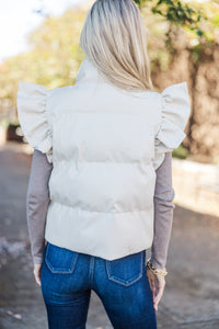 Happy To Be Here Cream White Puffer Vest