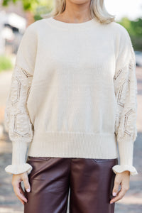 You Know It Ivory Textured Sweater