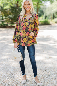 All In The Plan Olive Green Floral Blouse