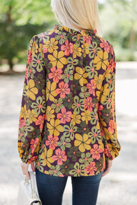 All In The Plan Olive Green Floral Blouse