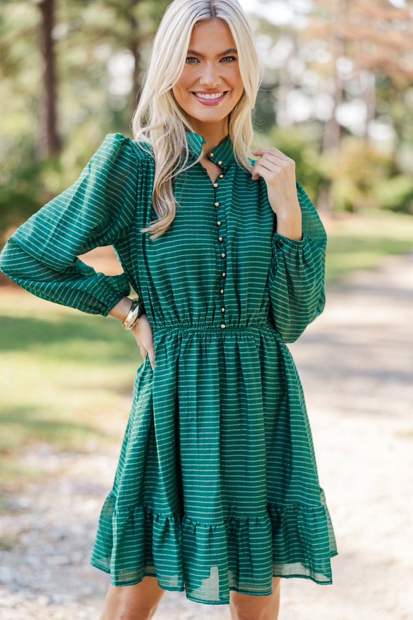 Great Days Ahead Hunter Green Striped Dress