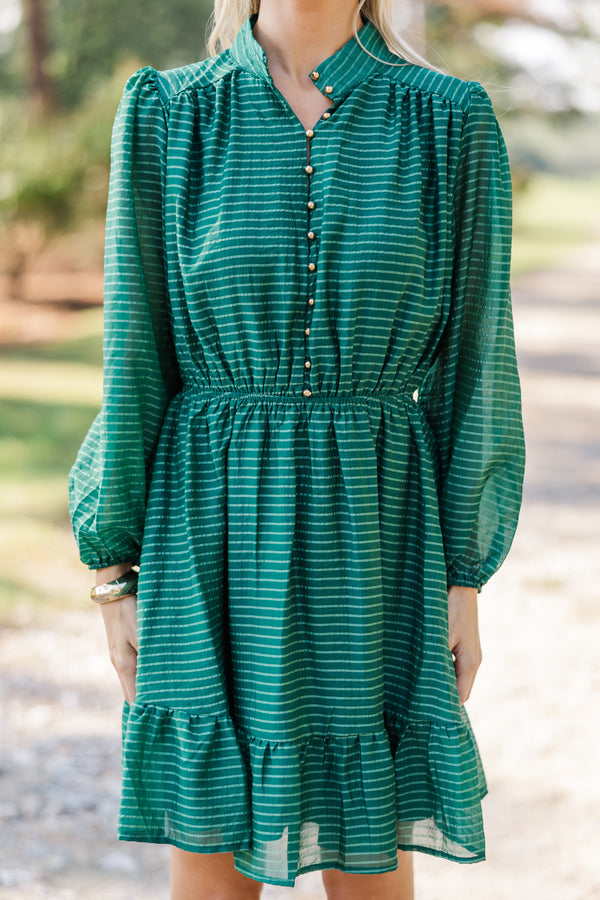 Great Days Ahead Hunter Green Striped Dress