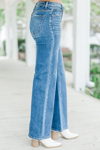 Risen Jeans: Take The Hint Medium Wash Straight Leg Jeans