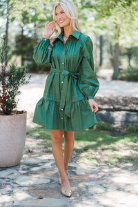 Know The Answers Green Pleated Dress