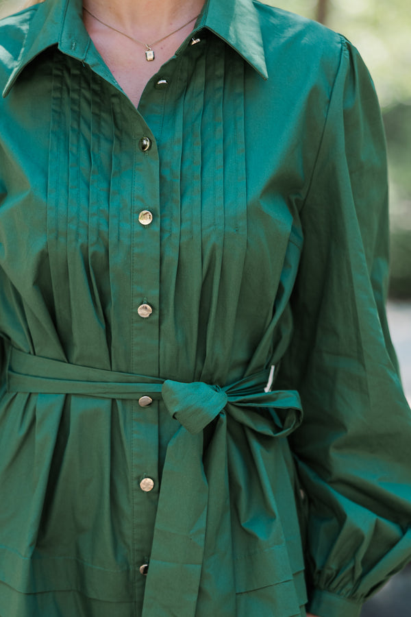 Know The Answers Green Pleated Dress