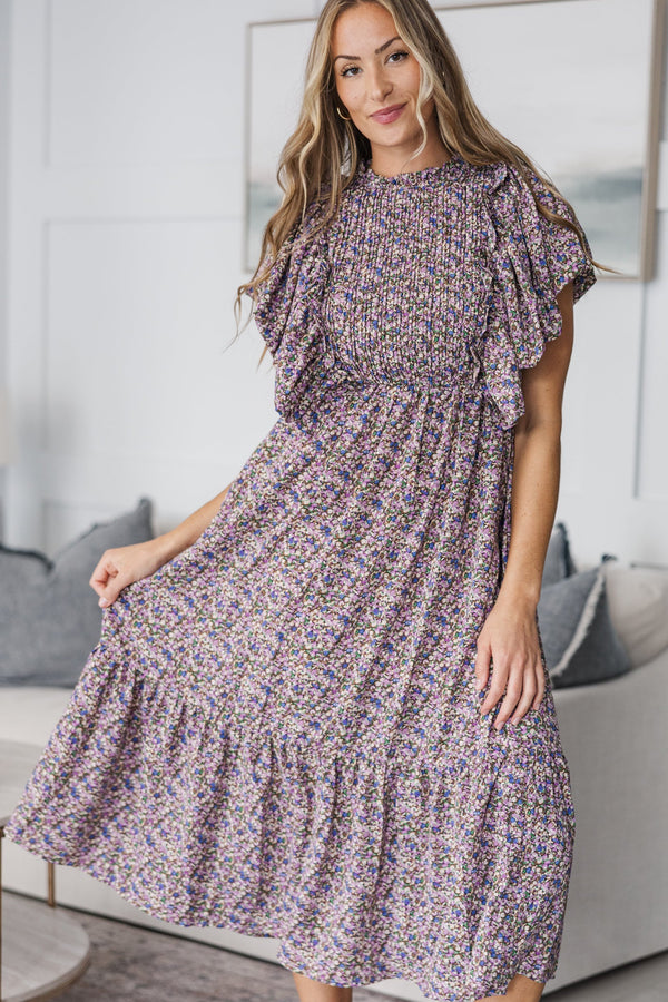Ditsy Floral Midi Skirt Set with Ruffled Straps