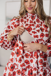 NURSING COLLECTION: Be Your Best Rust Floral Babydoll Dress