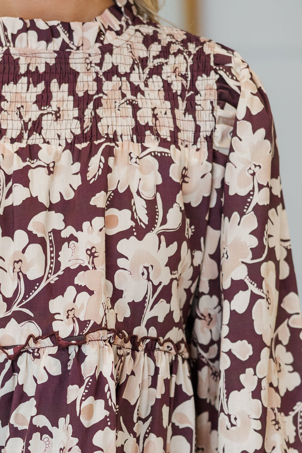 NURSING COLLECTION: Be Your Best Brown Floral Babydoll Dress