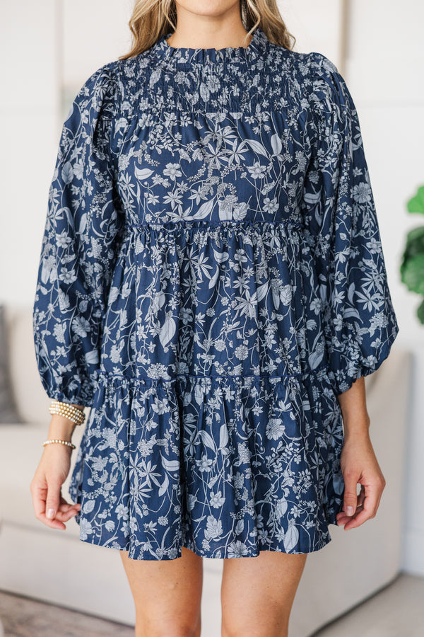 NURSING COLLECTION: Be Your Best Navy Toile Babydoll Dress