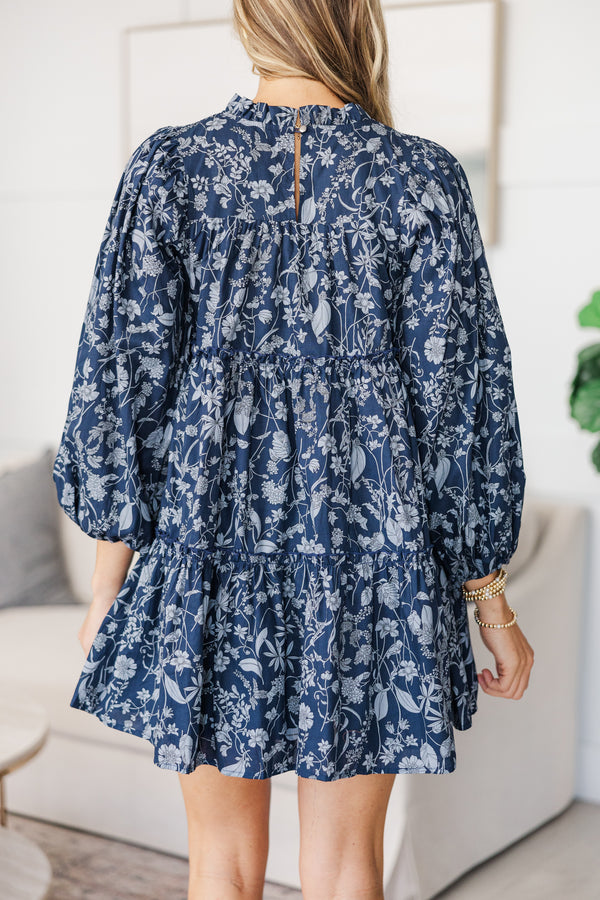 NURSING COLLECTION: Be Your Best Navy Toile Babydoll Dress