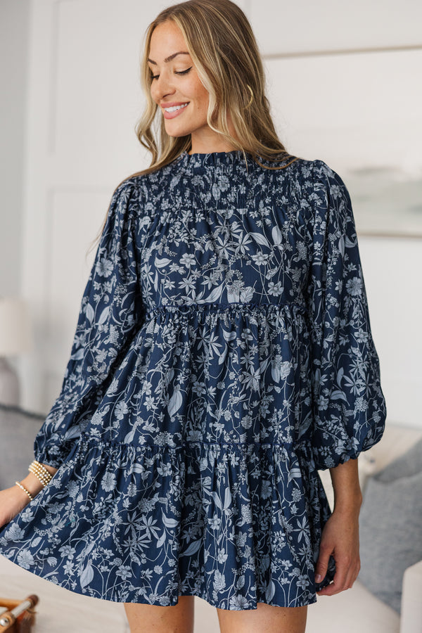 NURSING COLLECTION: Be Your Best Navy Toile Babydoll Dress