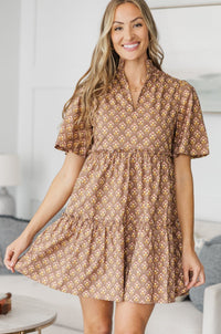 NURSING COLLECTION: Feeling Your Best Brown Medallion Dress