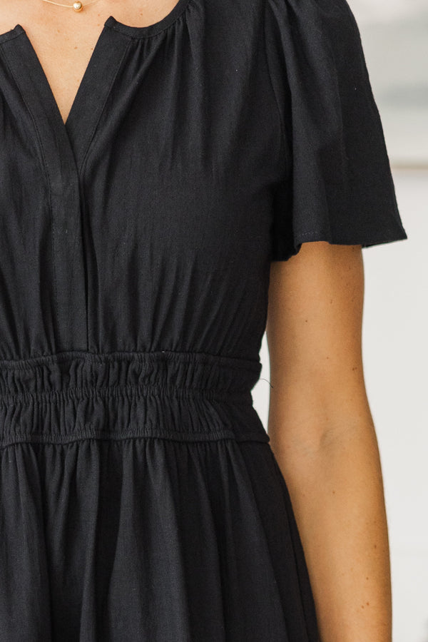 NURSING COLLECTION: It's In The Air Black Tiered Midi Dress