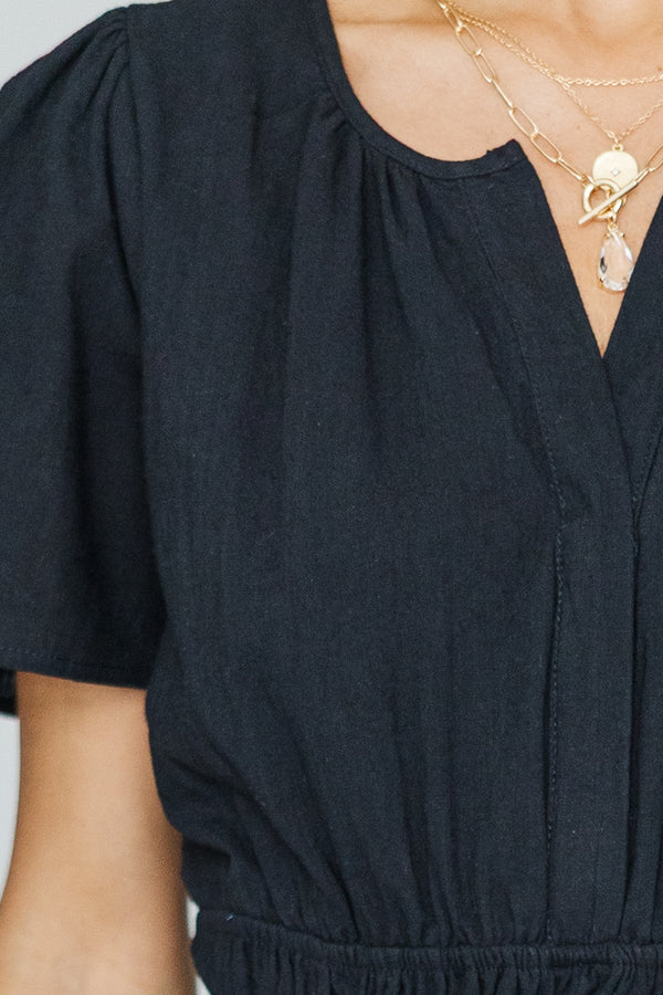 NURSING COLLECTION: It's In The Air Black Tiered Midi Dress