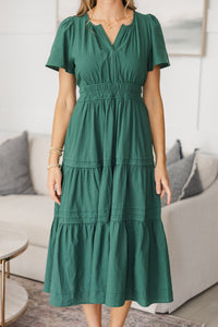 NURSING COLLECTION: It's In The Air Emerald Green Tiered Midi Dress