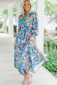 Back At It Blue Floral Maxi Dress