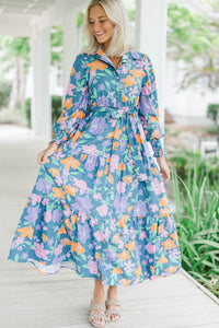 Back At It Blue Floral Maxi Dress