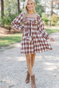 All That You Love Brown Plaid Dress