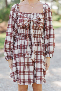 All That You Love Brown Plaid Dress