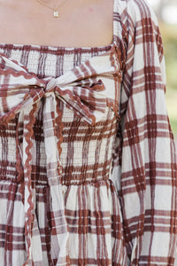 All That You Love Brown Plaid Dress