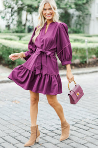 Want You Back Plum Purple Crochet Dress