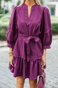 Want You Back Plum Purple Crochet Dress