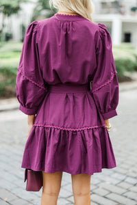 Want You Back Plum Purple Crochet Dress