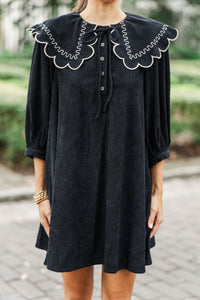 Sure Thing Black Scalloped Dress