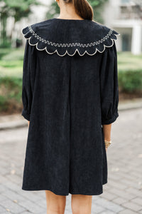 Sure Thing Black Scalloped Dress