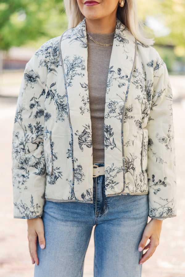 Take Your Advice Taupe Toile Jacket