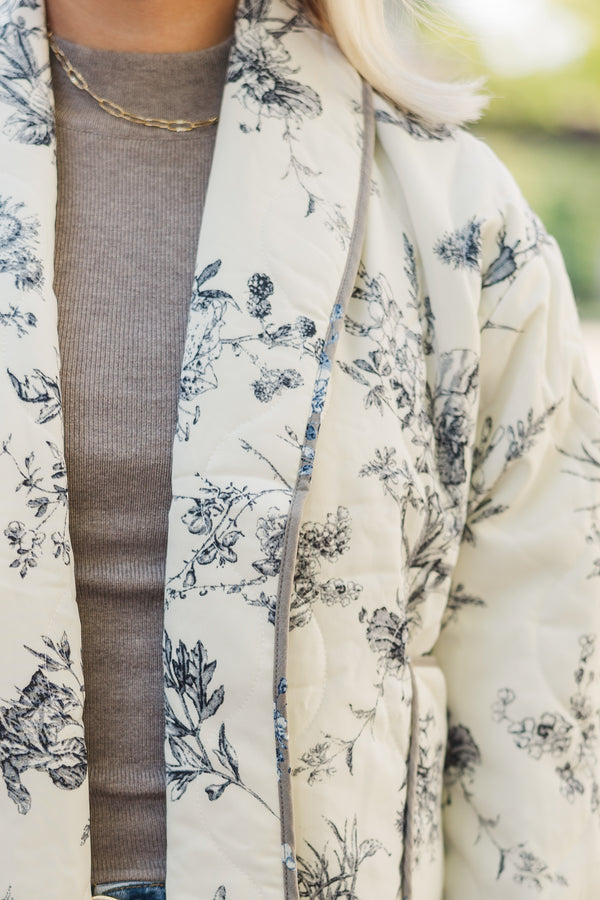 Take Your Advice Taupe Toile Jacket