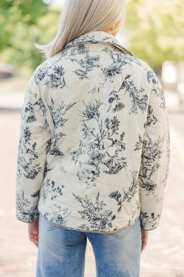 Take Your Advice Taupe Toile Jacket