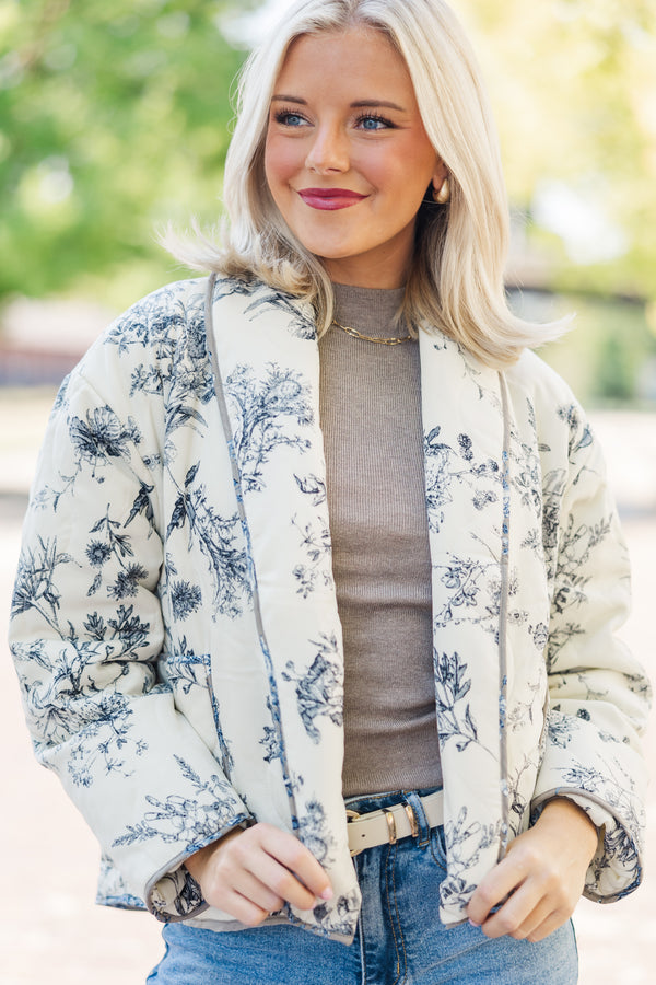 Take Your Advice Taupe Toile Jacket