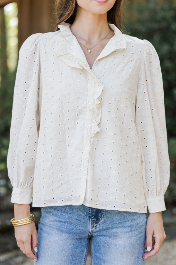 It's All True Natural White Eyelet Blouse