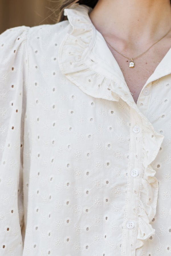 It's All True Natural White Eyelet Blouse