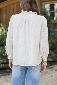 It's All True Natural White Eyelet Blouse